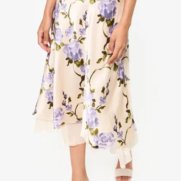 Cami NYC Genoa Silk Midi Skirt XS – Moonflower Watercolor Print NWT - Picture 4 of 14